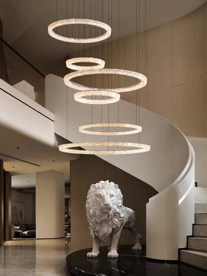 Modern ring stairs led lights pendant light lamps for living room led Chandeliers for dining room hanging light indoor lighting