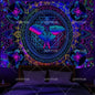 Blacklight Mushroom Tapestry UV Reactive Hippie Skull Tapestries Wall Hanging Eyes Forest Tapestry Glow In The Dark Posters