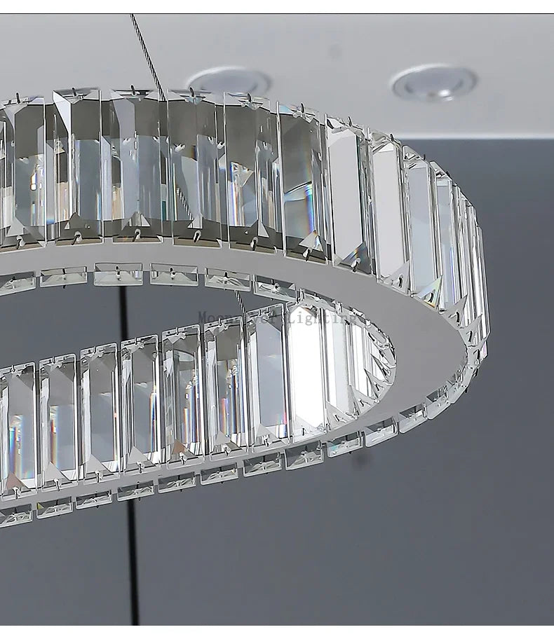2024 Led Luxury Crystal Ceiling Pendant Lamp Living Room Bedroom Hanging Chandelier Bar Dining Table Light for Room Decor Lustre