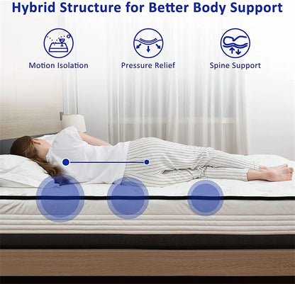 Mattress Queen King Size Latex Gel High Density Memory Mattress Rolled up Packing Pocket Coil Mattress