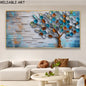 Abstract 3D Bule Flower Tree Poster and Prints Modern Canvas Painting Wall Art Pictures for Living Room Home Decor No Frame