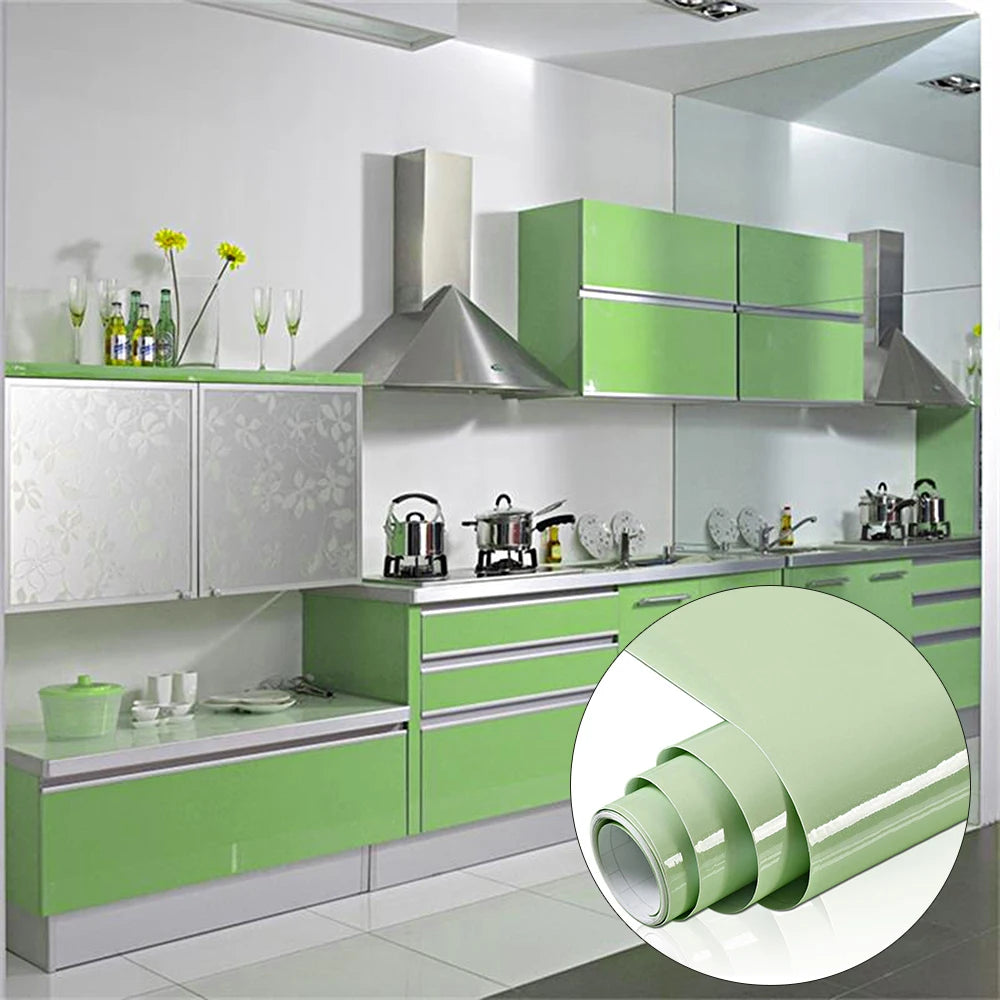 80cm Solid Color Decorative Film PVC Self Adhesive Wall Paper Furniture Renovation Stickers Kitchen Cabinet Waterproof Wallpaper