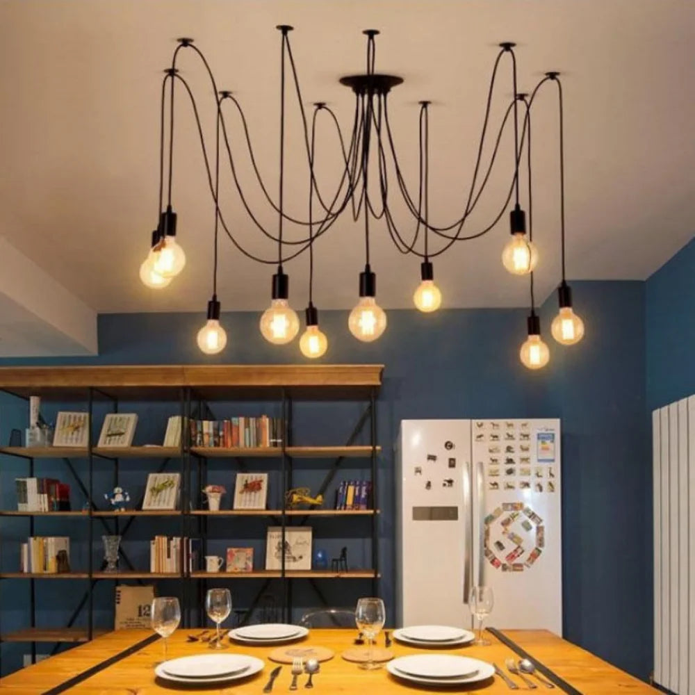 DIY Spider Chandelier Industrial Pendant Lights E27 Modern Ceiling Hanging Lamp Dinning Living Room Courtyard Lighting Fixture