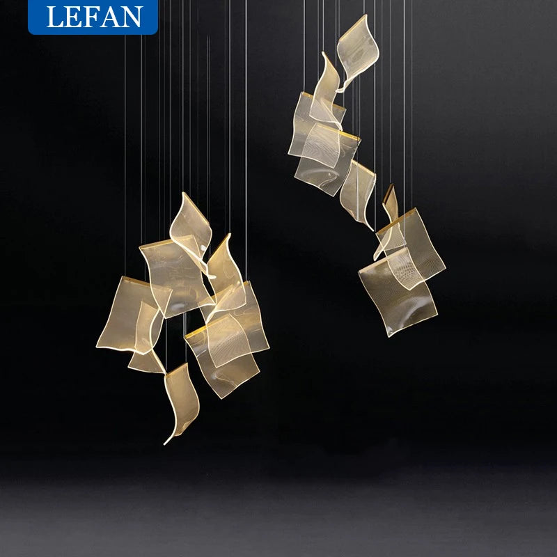 Light Guide LED Modern Chandelier living room decor lighting Duplex Rotating Stairs Pendant Lamp Dining room Hanging Lights