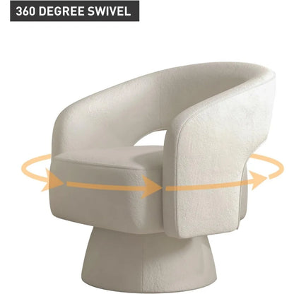 Swivel Barrel Chair, Set of 2 Velvet Accent Armchair 360 Degree Swivel Club Chair for Living Room Bedroom Reception Room, Beige