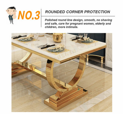 Modern Home Dining Room Furniture Dinning Room Table Luxury Stainless Steel Marble Dining Tables