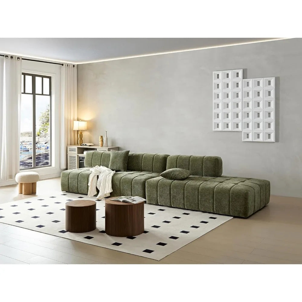 135"Curved Sectional Sofa,Modern Boucle Fabric Upholstered Modular Couch Oversized 6-Seat Sofa for Living Room,Bedroom,Apartment