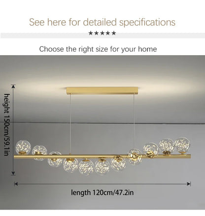 Modern Led Long Ceiling Chandelier Suspension Glass Balls Dining Table Room Kitchen Home Decor Hanging Lamp Front Desk Lights