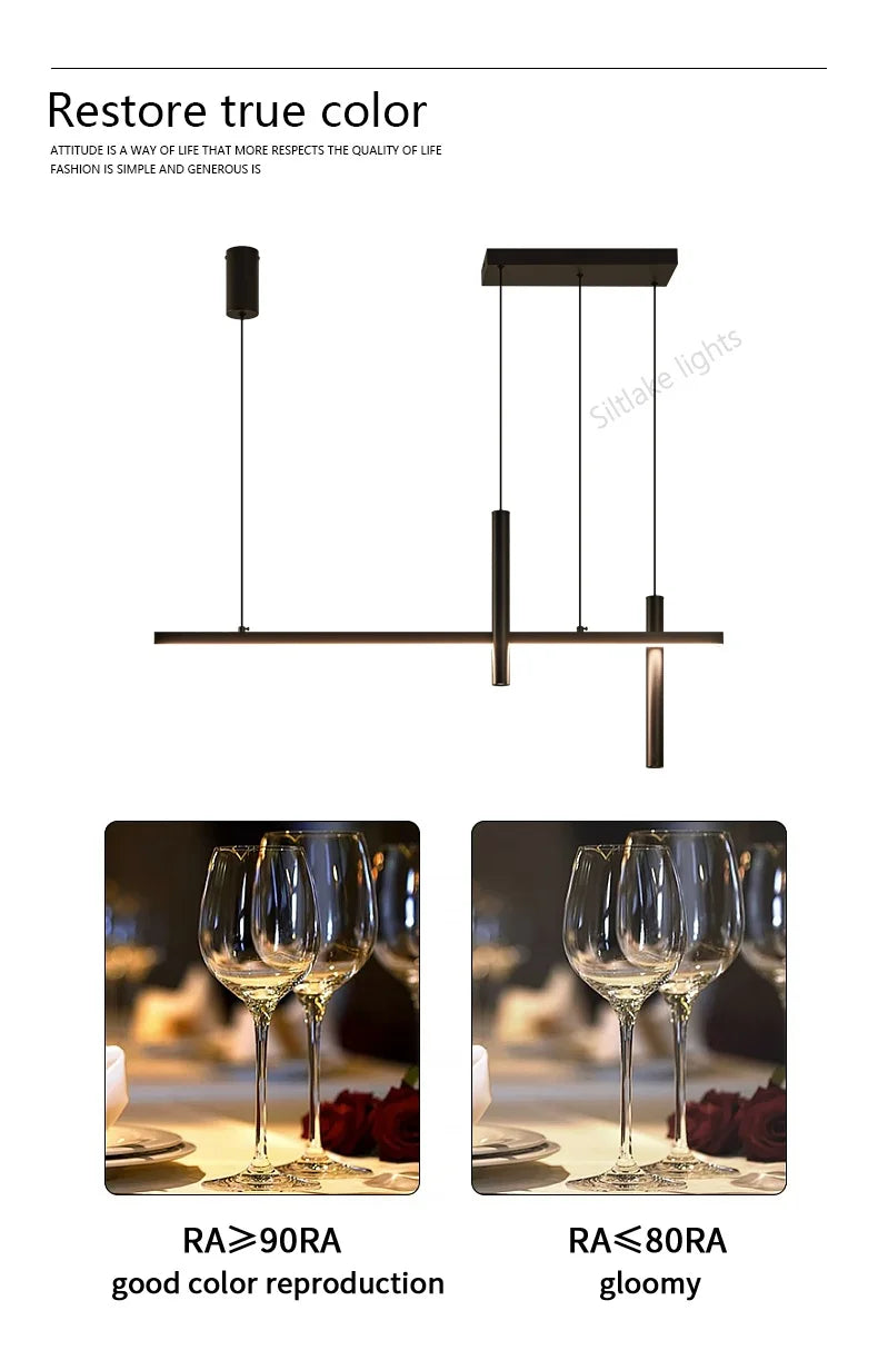 New restaurant chandelier modern simple dining room table bar lights long strip spotlight creative designer pendant lamps