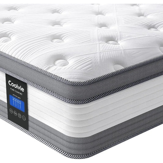 Twin Mattress, 12 Inch Twin Size Hybrid Mattress,Individual Pocket Springs with Memory Foam Layer Provide Cool Sleep