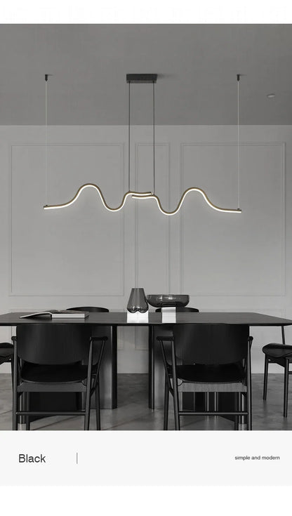Modern LED Pendant Light Creative Nordic Linear Hanging Chandelier for Tubular Restaurant Kitchen Office Coffee Indoor Lamps