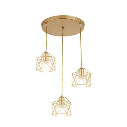 Industrial Pendant Light Adjustable Hanging Lamp for Ceiling Light Fixture Metal Cage Chandelier Lighting for Island Dining Room