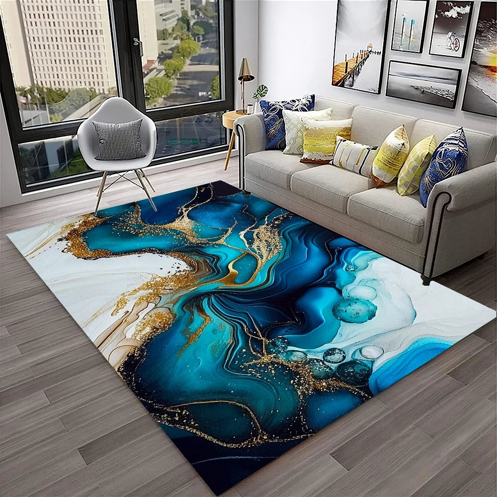 HD Colour Fluid Irregular Illusion Marble 3D Carpet Rug for Home Living Room Sofa Doormat Decor,kids Area Rug Non-slip Floor Mat