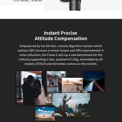 ZHIYUN Crane 2 3-Axis Camera Stabilizer DSLR Camera Stabilizer for Canon Follow Focus Gimbal for Zhiyun Smooth 4 Gimbal