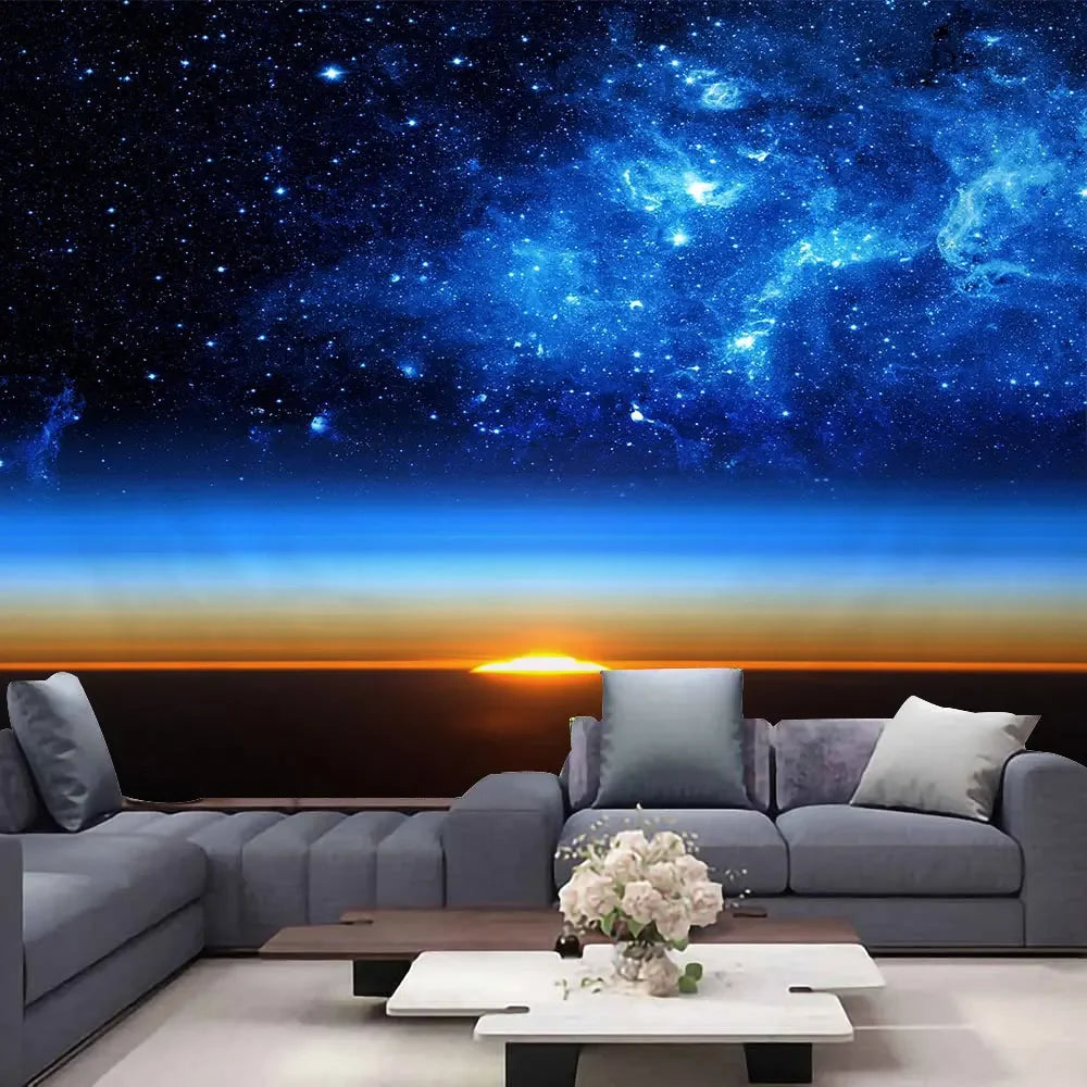 Mysterious Universe Space Starry Sky Blue Star Art Tapestry Wall Hanging Psychedelic Tapestry for Bedroom Living Room Decoration