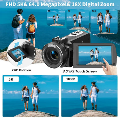 New 5K Ultra HD Digital Camera 60FPS 18X Zoom 3 Inch LCD Touch Screen Ultra HD WIFI Recording Camcorder Portable Digital Camera