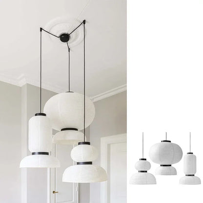 Wabi Sabi Style Rice Paper Chandeliers Japan Style Hanging Light for Ceiling Living Room LED Room Decor Lustre Pendant Lights