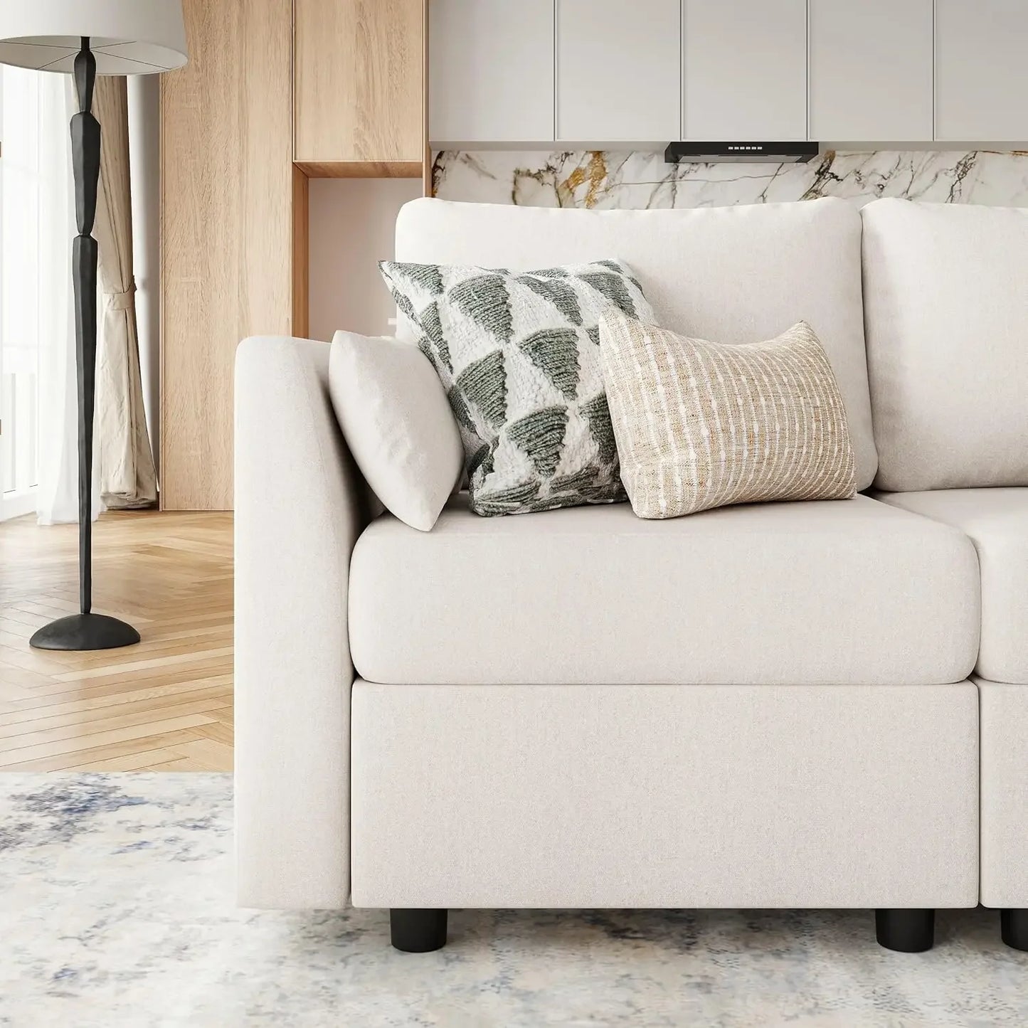 Sectional Sofa with Storage, Convertible 6 Seat Sectional Couches for Living Room, U Shaped Sectional Sofa with Chaise, Comfy Se