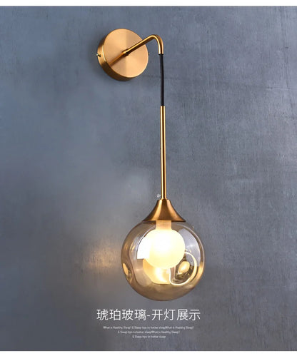 Modern Led Wall Lamp Glass Ball Gold Sconce Lighting Indoor Nordic Living Bedroom Kitchen Fixture Bedside Light Decor Luminaire