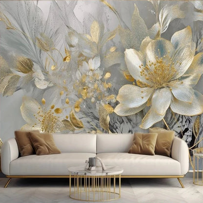 Wallpaper Luxury Creative Home Decoration 3D Stereoscopic Embossed Golden Flowers Wall Mural Paper Bedroom Living Room Backdrop