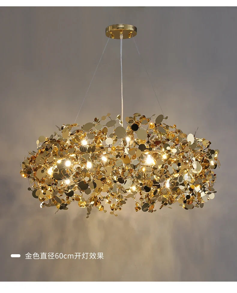 New Stainless Steel Chandelier Post -modern Shallow Luxury Living Room Restaurant Chandelier Gold/chromium Plating Chandelier