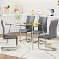 Glass Dining Table Set for 4,5 Piece Dining Table and Chairs Set，Modern Kitchen Dining Room Table with 4 Black PU Leather