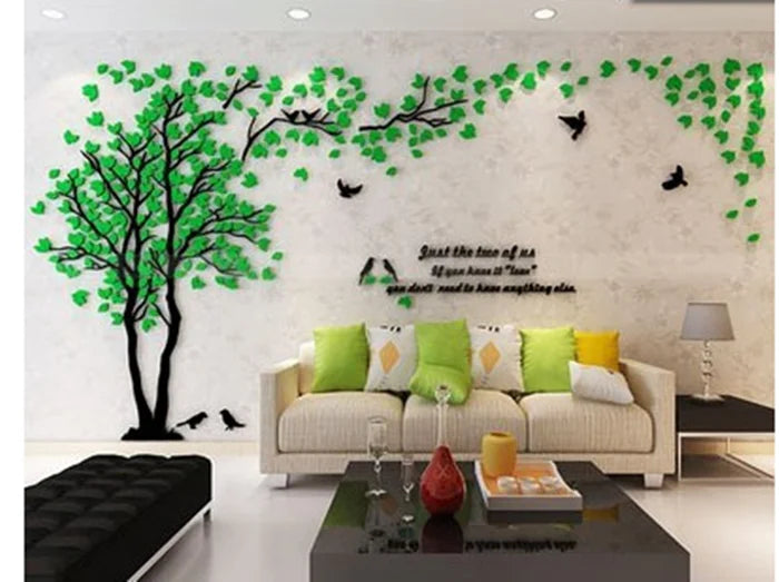 3D Mirror Tree Wall Sticker, Living Room Decals, DIY Acrylic Art, TV Background Wall Poster, Home Decoration, Bedroom Wallpaper