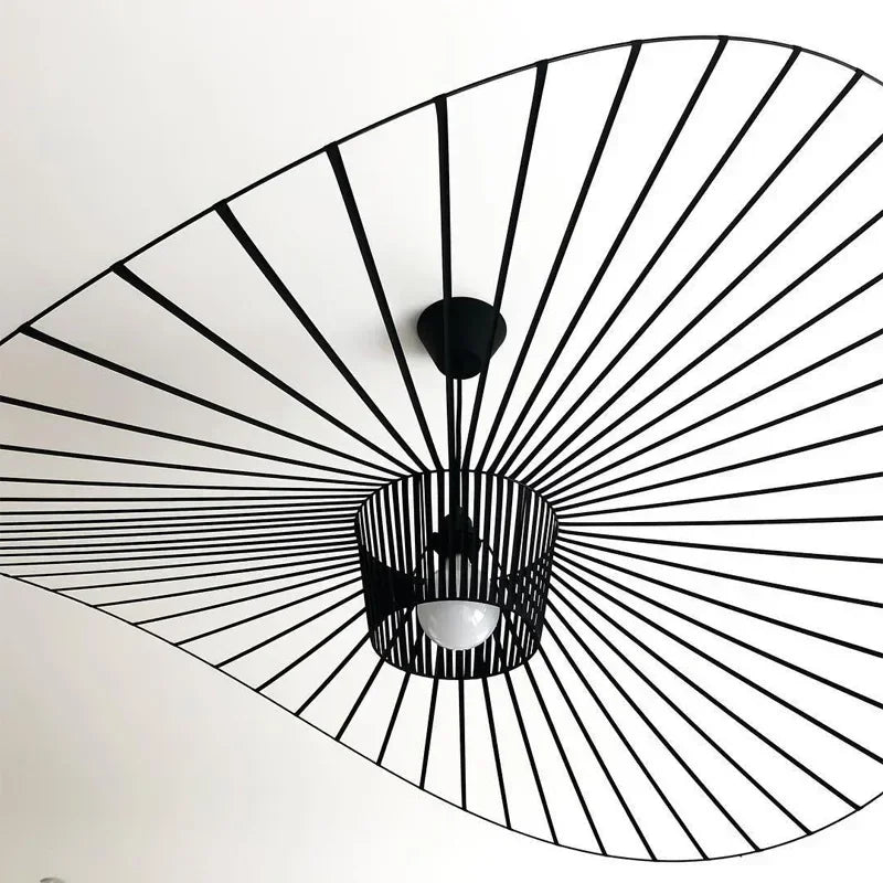Nordic Vertigo Straw Hat Pendant Lights French Fabric for Restaurant Artistic and Creative Living Room Bedroom Hoom Decor Lamp