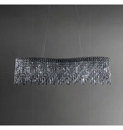 Italy Designer Luxury Chrome Chandelier K9 Crystal for Dining Room Hotel Hall Villa Bar Round Long  Hanging Light Fixture Decor