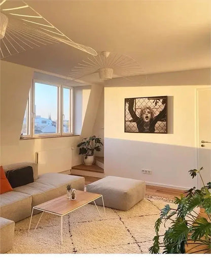 Nordic Vertigo Straw Hat Pendant Lights French Fabric for Restaurant Artistic and Creative Living Room Bedroom Hoom Decor Lamp