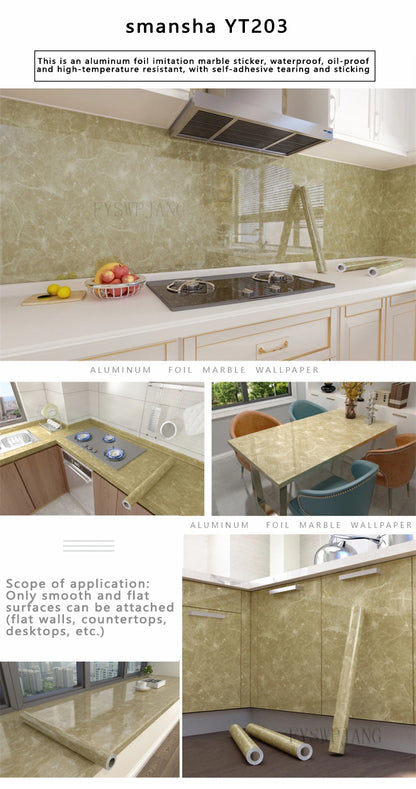40cm Width Marble Self Adhesive Wallpaper Vinyl Wall Stickers Waterproof Contact Paper For Kitchen Decorative Film Home Decor