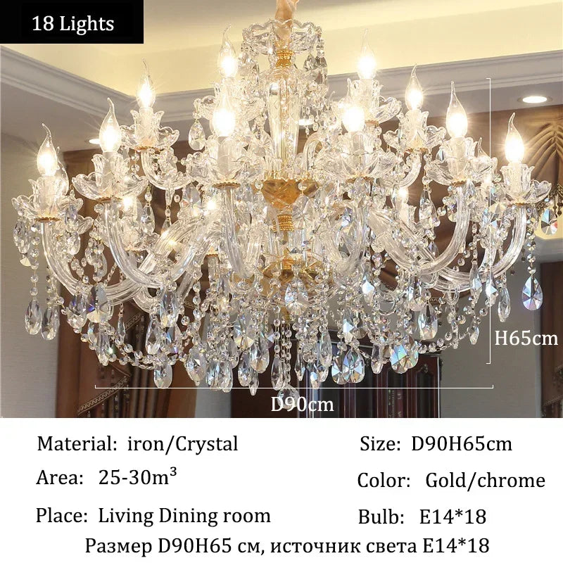 Luxury Home Crystal Chandeliers Villa Lighting for Living Room Decorate Ceiling Pendant Lamps Indoor Hanging Led Lights Fixture