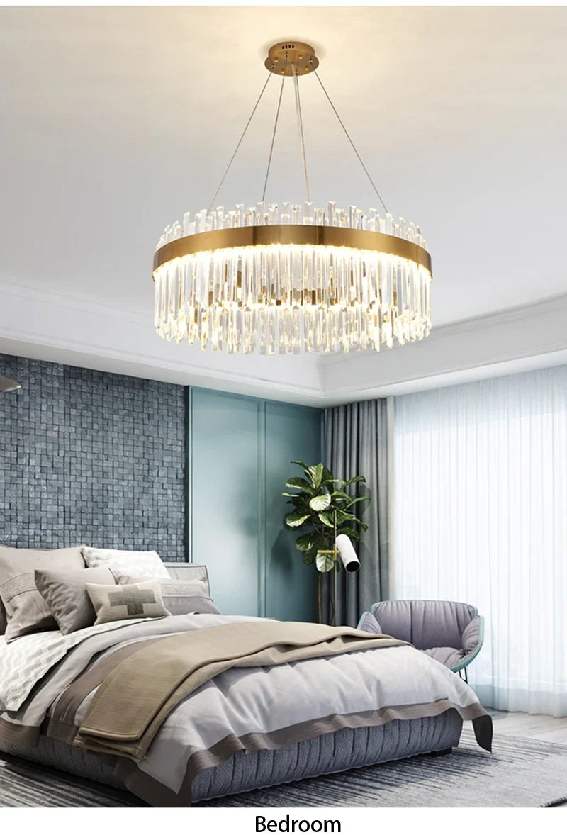 Nordic Luxury Chandeliers Crystal Pendant Ceiling Lights for Living Dining Room Kitchen Gold Pendant Light Decor Indoor Lighting