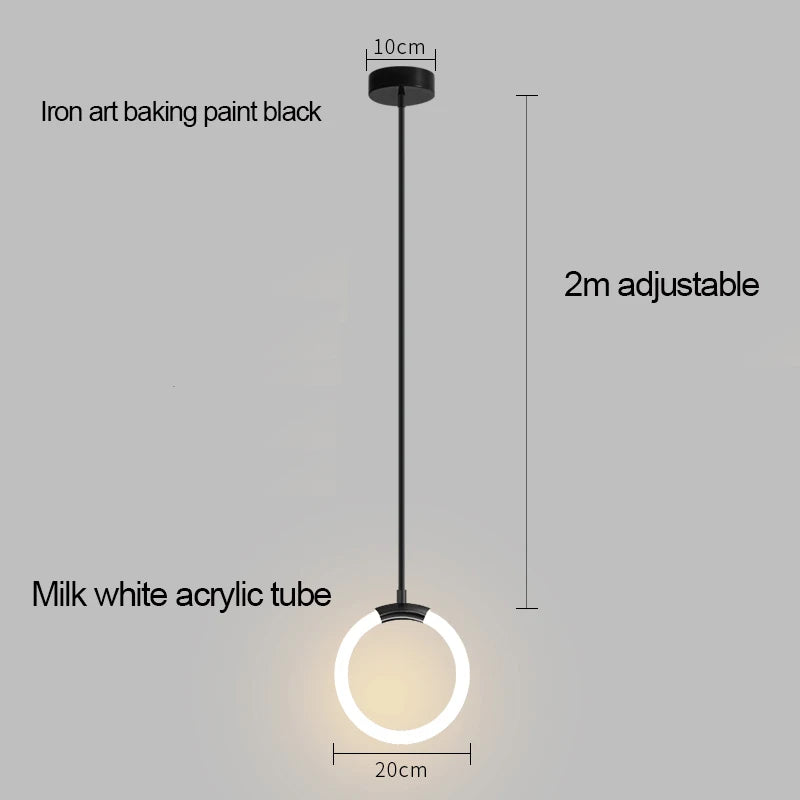 Nordic bedside circular small chandelier, modern and minimalist restaurant chandelier, fashionable bar and study light
