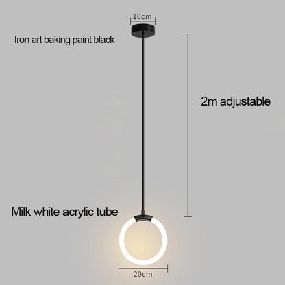 Nordic bedside circular small chandelier, modern and minimalist restaurant chandelier, fashionable bar and study light