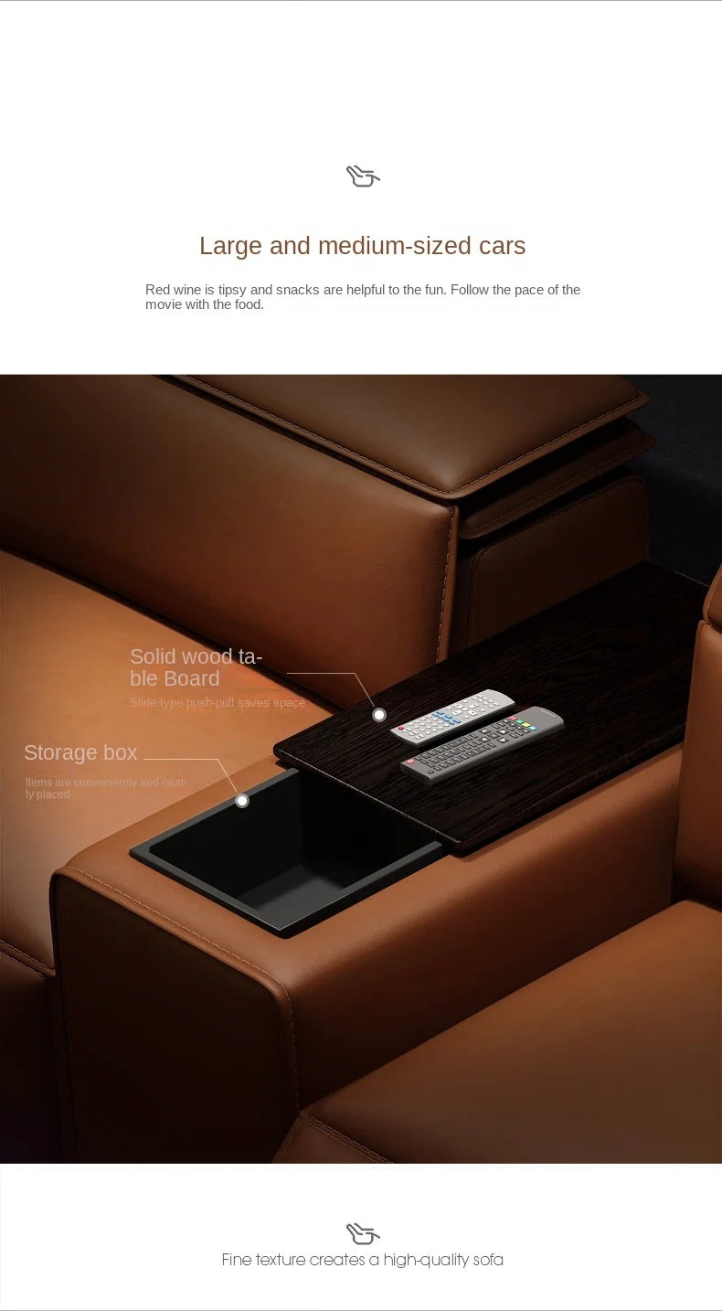 Modern Multifunctional Electric Recliner Sofa Home Theater Video Room Genuine Leather Fabric Wood for Living Video Hall