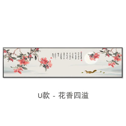 New Chinese Zen Flower and Bird Bedhead Painting Living Room Decoration Painting Sofa Background Wall Mural Painting Home Decor