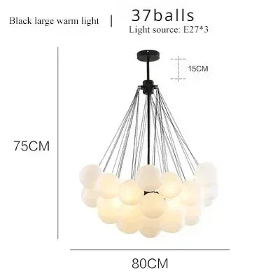 Nordic Bubble Glass Chandelier for Living Dining Table Room Decoration Frosted Glass Gold Black LED Ceiling Pendant Light