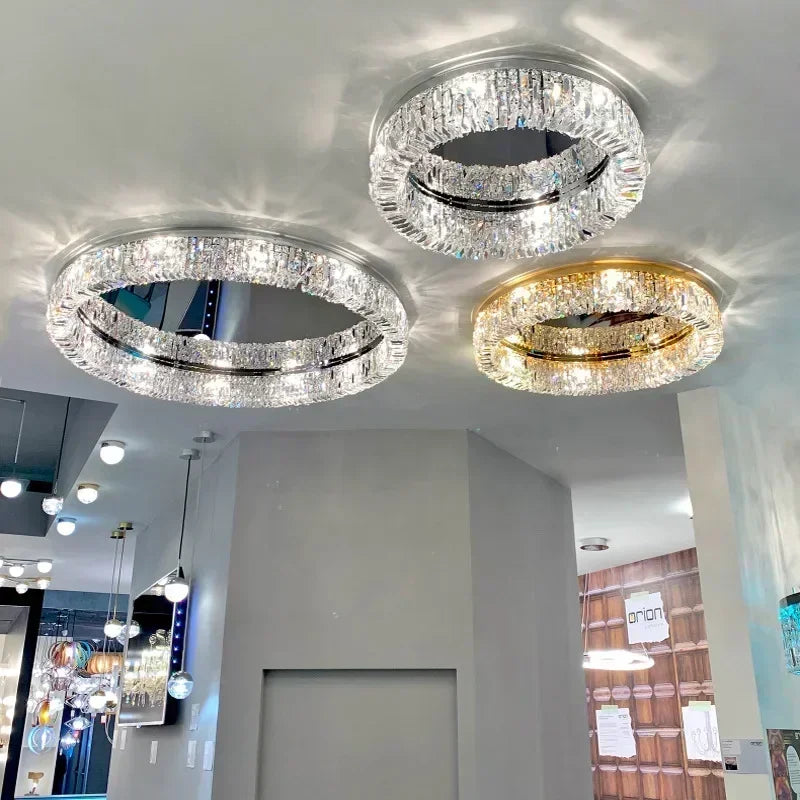 Luxury Modern Minimalist Crystal Glass Round Ceiling Chandelier for  Living Room Bedroom Study Led Indoor Lighting Decor