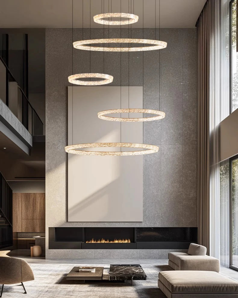 Modern ring stairs led lights pendant light lamps for living room led Chandeliers for dining room hanging light indoor lighting