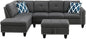 Convertible Sectional L Shaped Sofas with Storage, Chaise and Cup Holder, 4 Seat Modern Linen Fabric Sofá, Living Room Sofas