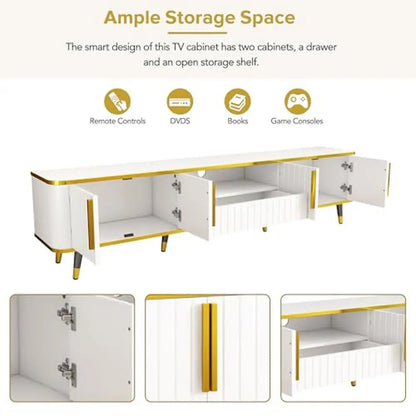 TV Stand Cabinets Drawers Entertainment Center Luxury Minimalism Practical Up to 85" Shelf Open Storage Circu Connect Power