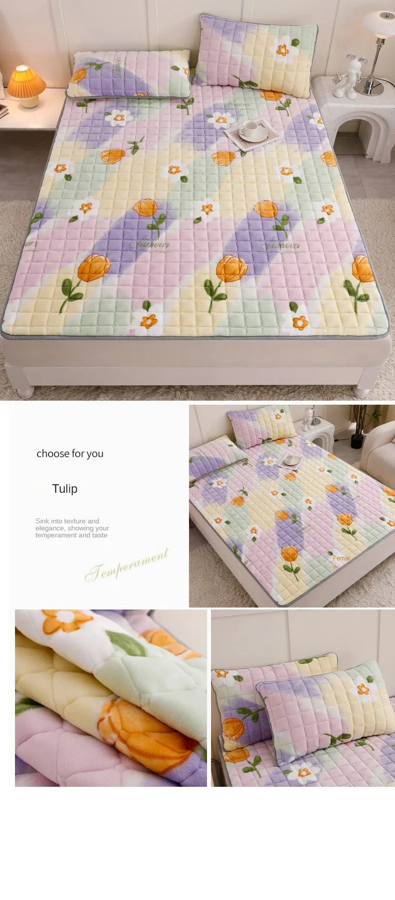 Fleece Topper Mattress Foldable Pad Sleeping Mat on The Floor Tatami Orthopedic Pillow Top Double Bed Bedroom Furniture Futon