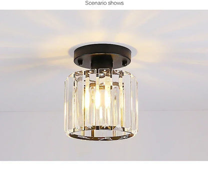 Modern Chandelier Crystal Ceiling Light Semi Flush Mount Ceiling Lighting Fixture Entrance Balcony Indoor Hang Lamp Lighting