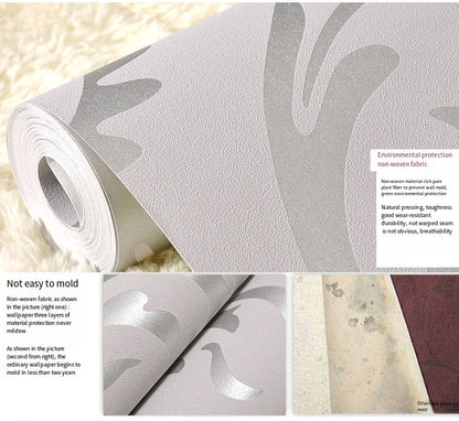53cm European Style Acanthus Leaf Non-self-adhesive 3D Bedroom Living Room TV Background Wall Non-woven Hook Flower Wallpaper