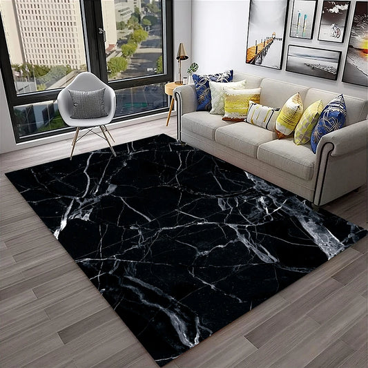 Luxurious Black Green Gold Colour Marble 3D Carpet Rug for Home Living Room Sofa Doormat Decor,kids Area Rug Non-slip Floor Mat