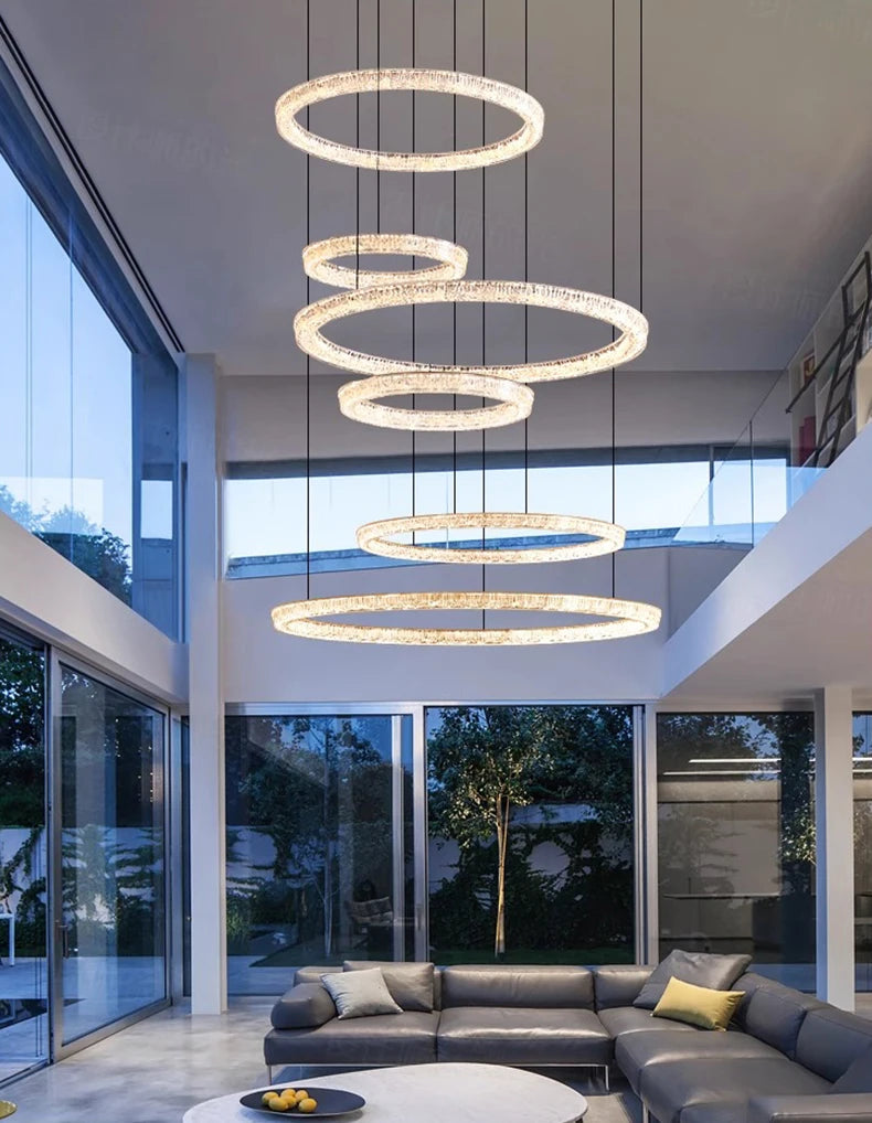 Modern ring stairs led lights pendant light lamps for living room led Chandeliers for dining room hanging light indoor lighting