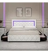 King and Headboard,Boucle Upholstered Platform Bed Frame,Modern Style,Soft Rounded Corners,No Box Spring Required,Easy