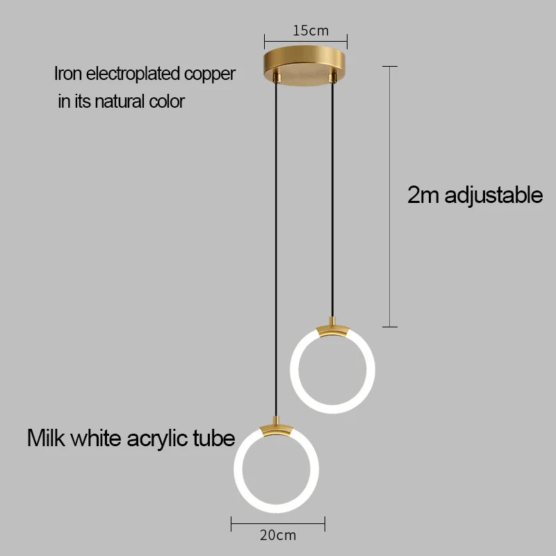 Nordic bedside circular small chandelier, modern and minimalist restaurant chandelier, fashionable bar and study light