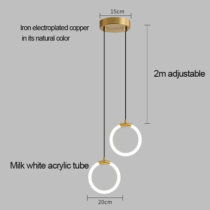Nordic bedside circular small chandelier, modern and minimalist restaurant chandelier, fashionable bar and study light